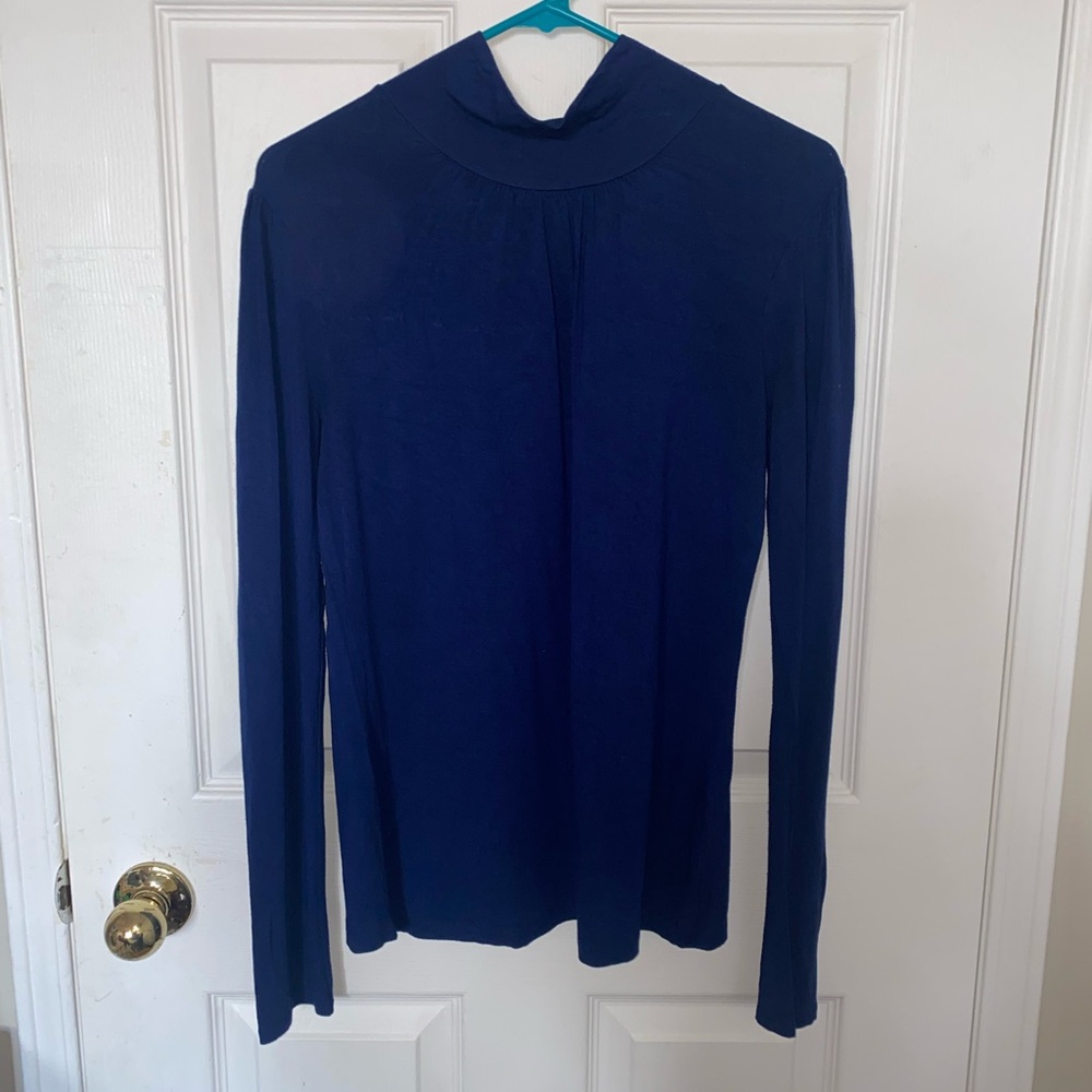 Elegant Navy Blue turtle neck Women's Top